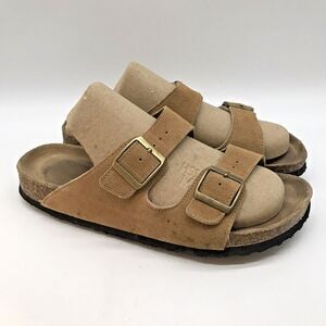Project Cloud Venita Slides Women's 7.5 Tan Suede Leather Memory Foam Sandals